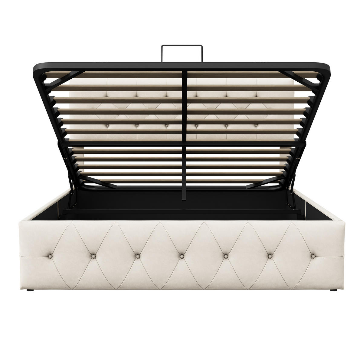 POLSTERBETT 140x200 cm, Beige, mit Lattenrost - Beige, Textil/Metall (140/200cm)