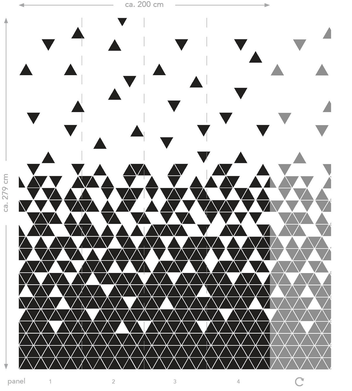 FOTOTAPETE Dreiecke 200 x 279 cm - Schwarz, Papier (200/279cm) - ESTAhome