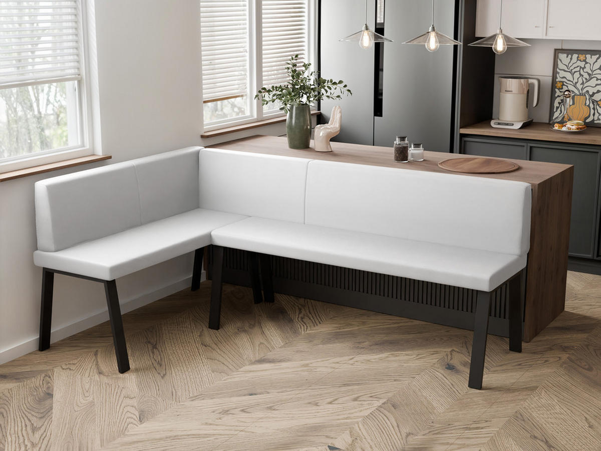 ECKBANK links MONO Y Kunstleder glatt, 142/196 cm Weiß - Weiß, Kunststoff/Textil (142/196cm) - Idohome