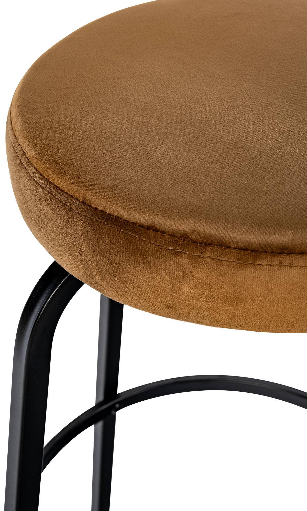 BARHOCKER Samt Coffee - Schwarz/Braun, Textil/Metall (54/77/54cm) - CLP