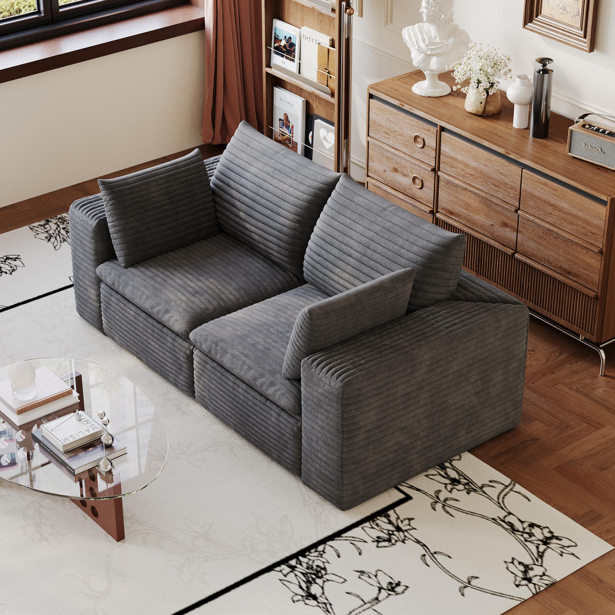 2-SITZER-SOFA DE-34773 mit abnehmbare Polsterung Dunkelgrau - Dunkelgrau, Textil (90/60/180cm) - ComfortXL