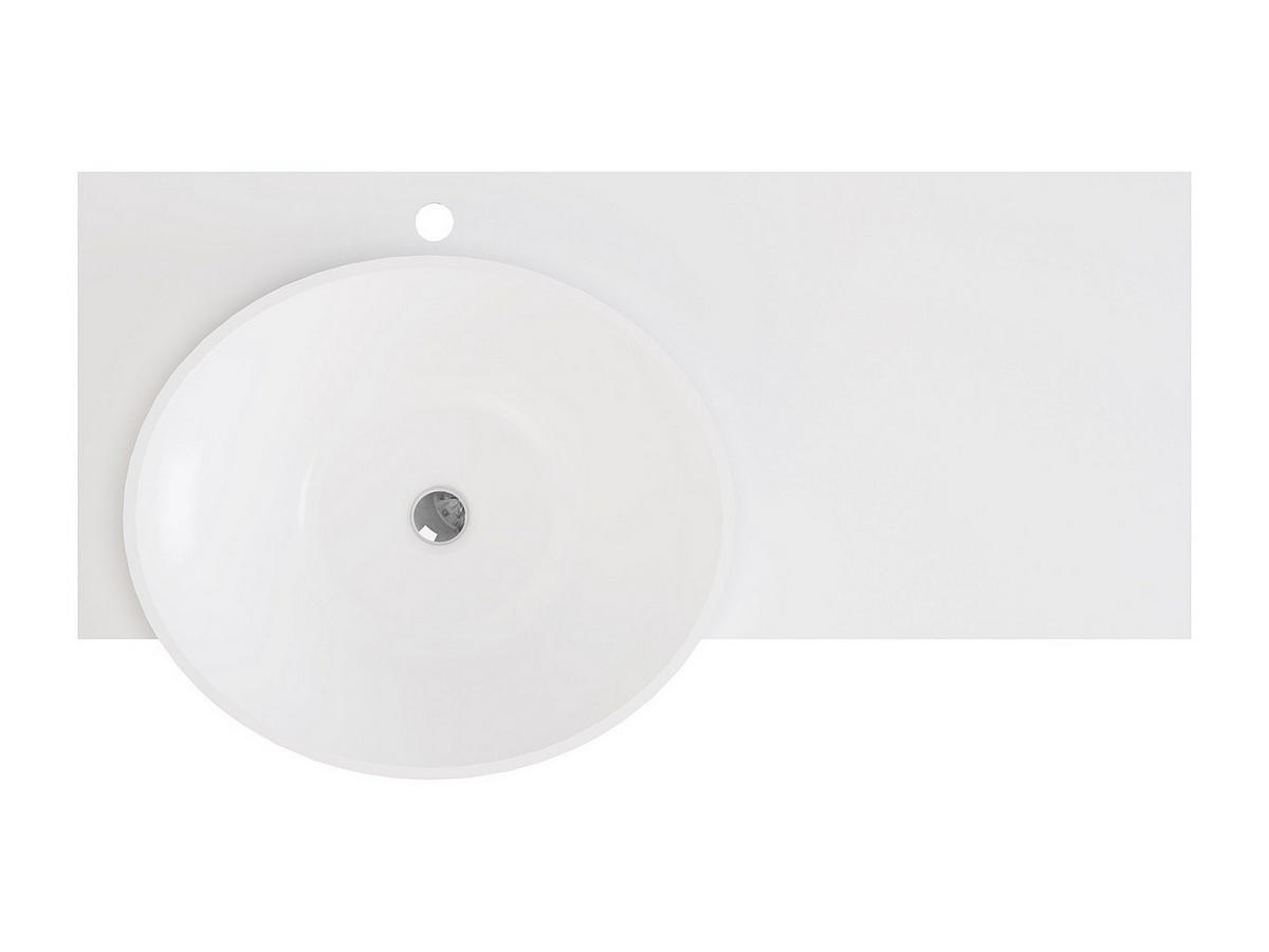 WASCHTISCHPLATTE mit Handtuchhalter - 100 x 54 x 20 cm - Weiß - YUMIKO - Weiß, Stein (100/20/54cm) - Vente-Unique