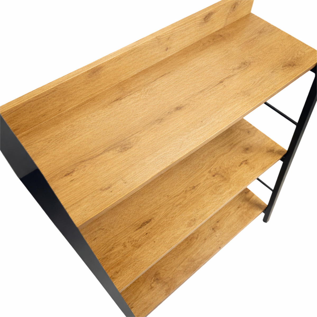 STANDREGAL Holzoptik Metall Eichefarben Schwarz 3 Ebenen 61x35x84 cm - Eichefarben/Schwarz, Holzwerkstoff/Metall (61/84/35cm) - Begryf