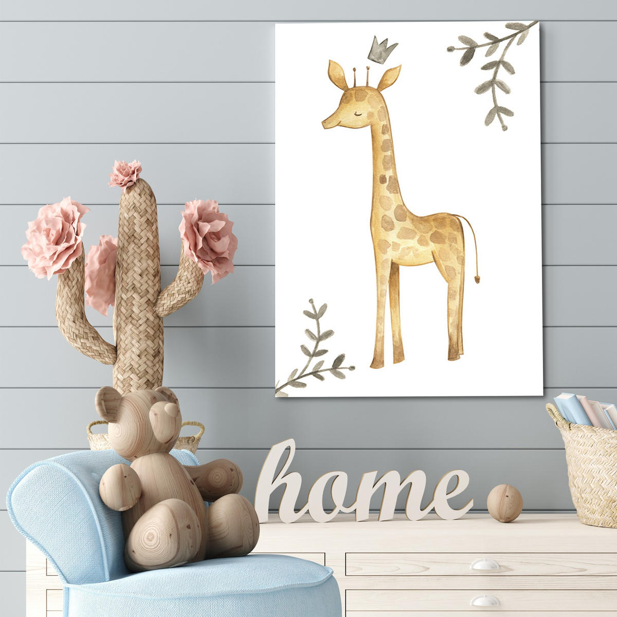 WANDBILD giraffe für kinder - Orange, Textil (40/60cm) - Feeby