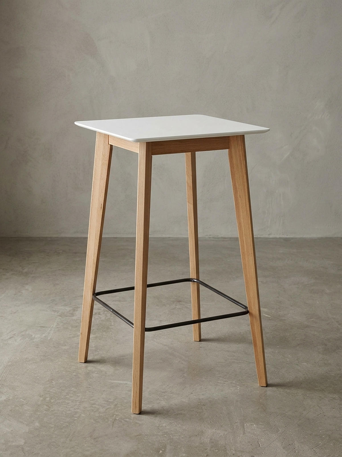 BARTISCH – Skandinavisch, Eichenbeine, quadratisch, 50 kg Belastbarkeit - Weiß/Braun, Eichenholz/Holz (60/60/110cm) - KADIMA DESIGN