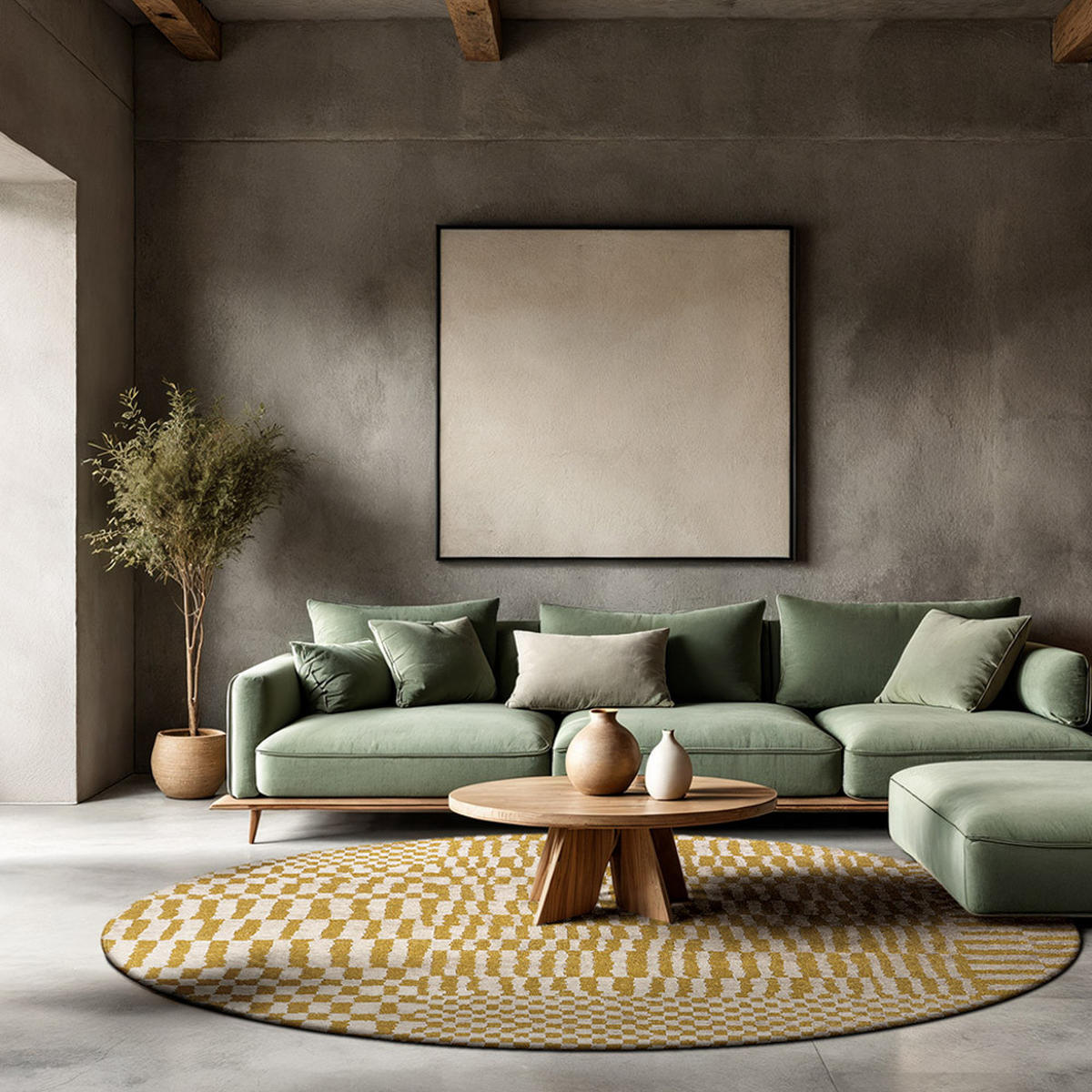 TEPPICH Erg Structures Berber 240/240 cm - Gelb, Kunststoff/Textil (240/240cm) - Louis De Poortere