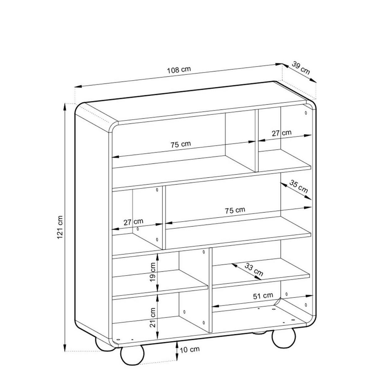 BÜCHERREGAL mit runden Füßen 108cm breit Beige ALDOS - Beige, Holzwerkstoff (108/121/39cm) - Compleo24