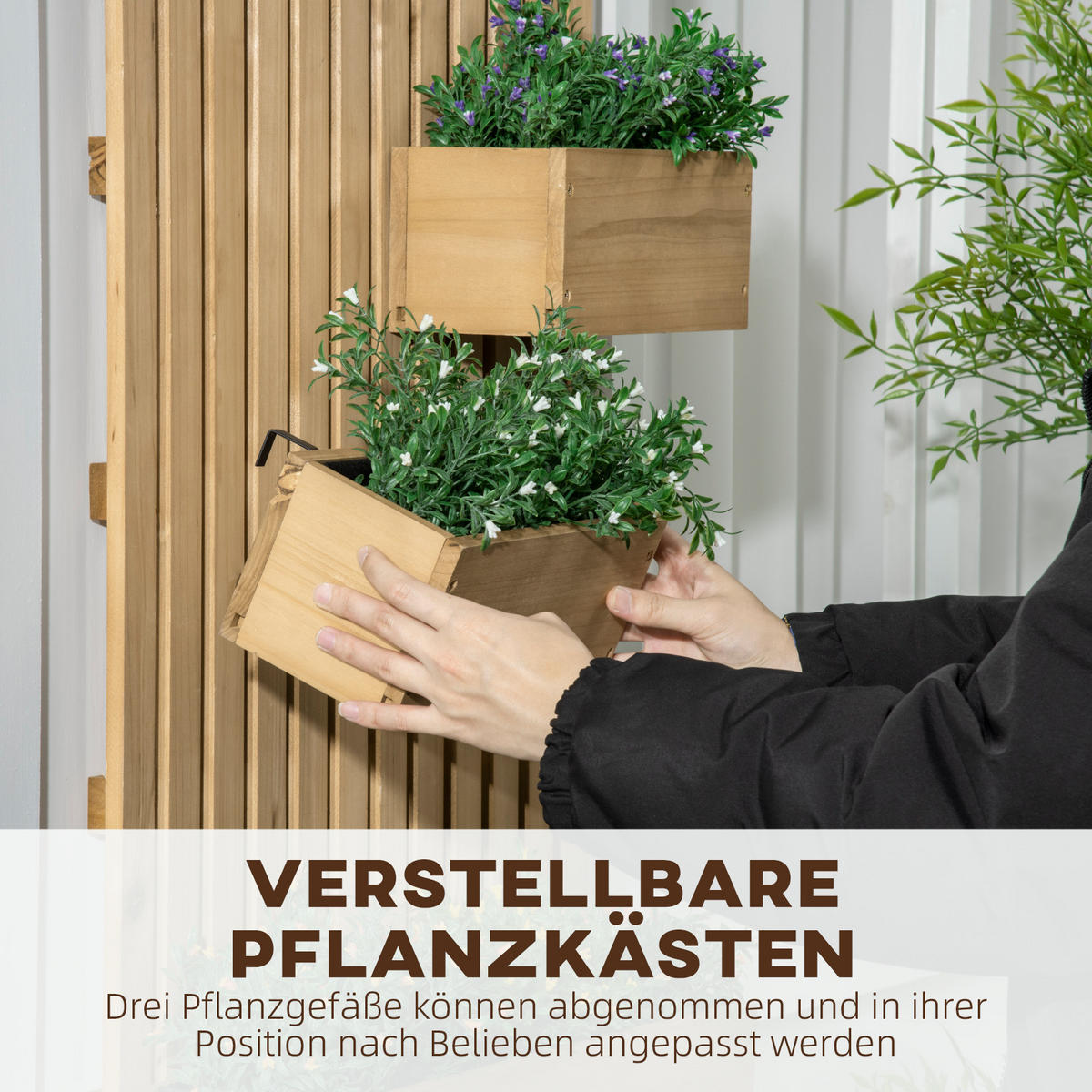 BLUMENKASTEN, Tannenholz, Naturholz - Naturfarben, Holz (16/80/60cm) - Outsunny