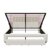 POLSTERBETT 160x200 cm mit LED, 2 Schubladen, Samt, Beige - Beige, Metall (160/200cm)