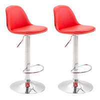BARHOCKER Kilian, 2er Set, Gestell Metall in Chromoptik, Vollgepolstert, Kunstleder Rot - Chromfarben/Rot, Kunststoff/Textil (39/100/43cm) - TPFLiving