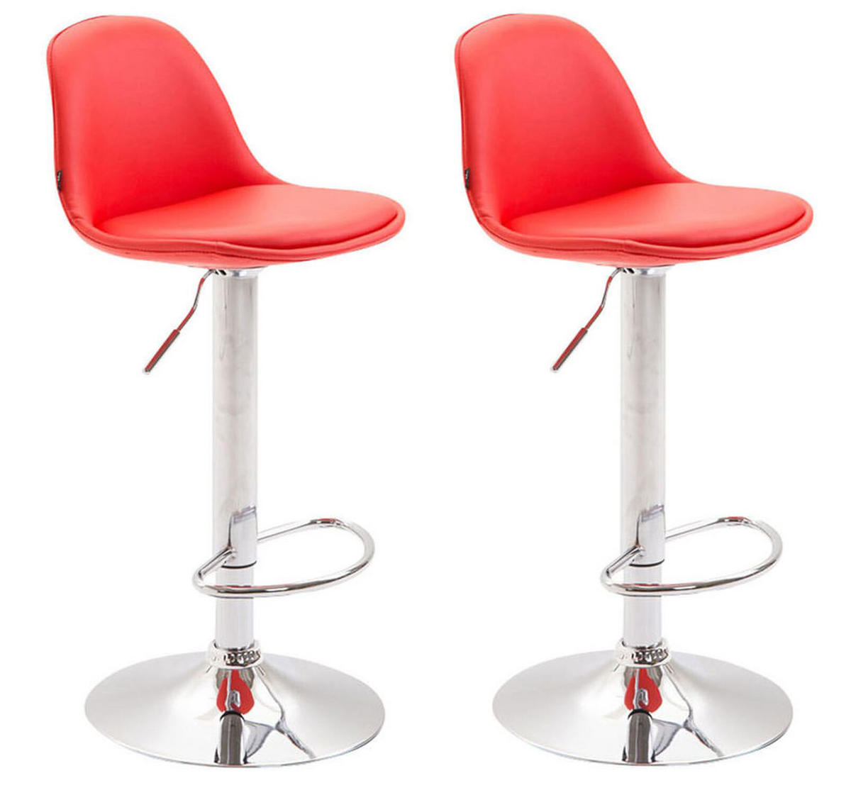BARHOCKER Kilian, 2er Set, Gestell Metall in Chromoptik, Vollgepolstert, Kunstleder Rot - Chromfarben/Rot, Kunststoff/Textil (39/100/43cm) - TPFLiving