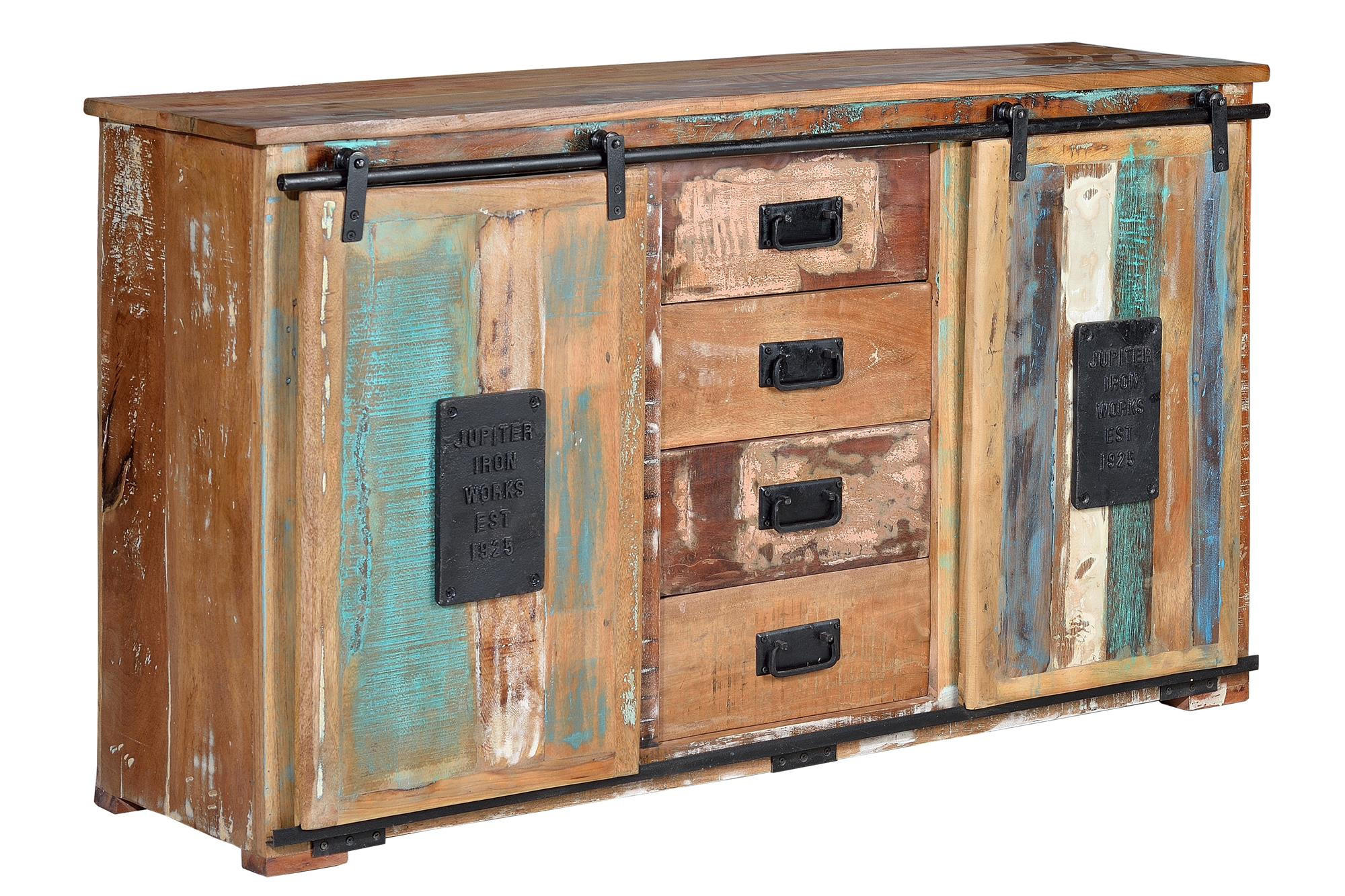SIDEBOARD aus recyceltem Holz - Chromfarben, Holz (38/81/150cm) - Giner y Colomer