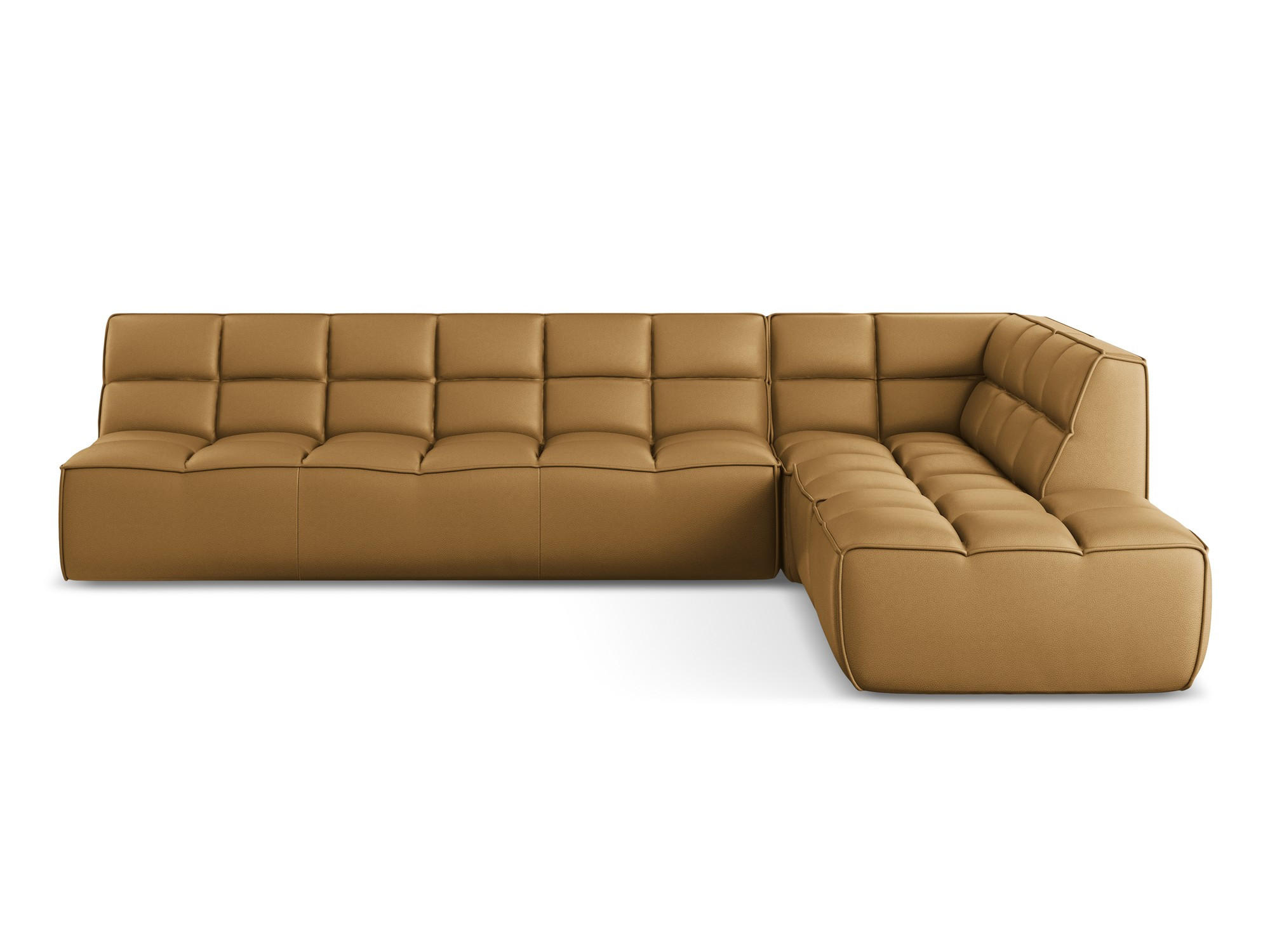 ECKSOFA Beidseitig Kunstleder Braun - Cognac/Schwarz, Leder/Kunststoff (308/258cm) - Makamii