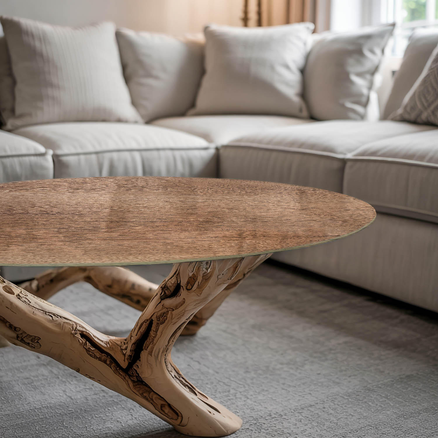 TISCHPLATTE Ø70 cm Holzoptik Natur Rund - Hellbraun/Braun, Glas (70/70/0.4cm) - TULUP