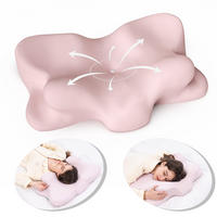 SCHMETTERLINGSKISSEN Memory-Schaum Modell (ergonomisch) Hellrosa 65×41 cm OEKO-TEX® zertifiziert Vorderseite 8 cm / Rückseite 12 cm - Rosa, Textil (41/65cm) - CHICASA