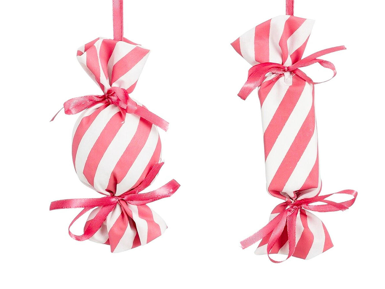 LAALU CHRISTBAUMKUGEL-SET 2 Ornamenten: rosa und weißes Bonbon 13 cm - Weiß/Rosa, Kunststoff (20/20/20cm) - LAALU