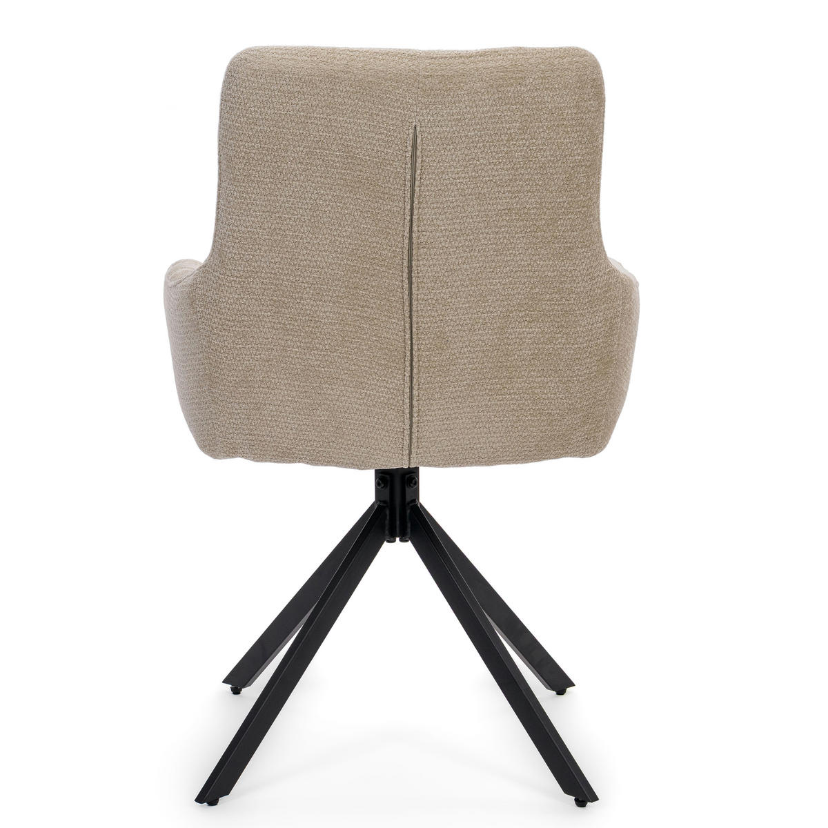 STUHL FUNO drehbar gepolsterter mit Steppung - hellbeige - Chenille - Ecru/Schwarz, Textil/Metall (58/87/60cm) - NEW HOME