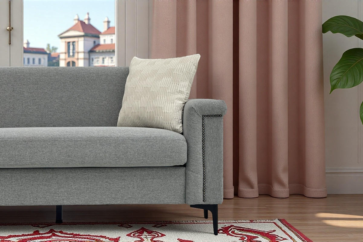 2-SITZER Sofa Feinleinen Polyester mit Taschenfederkern und Metallfüßen 172/73.5/81.5 cm Hellgrau - Hellgrau, Textil (73.5/81.5/172cm) - Redom