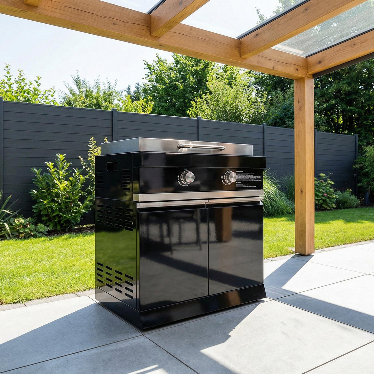 BLACKBACK Plancha - Schwarz Hochglanz/Schwarz, Metall (83/90/58cm) - Goriller