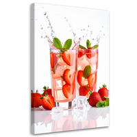 LEINWANDBILD Erdbeer-Cocktail 80x120cm - Rot, Textil (80/120cm) - Feeby