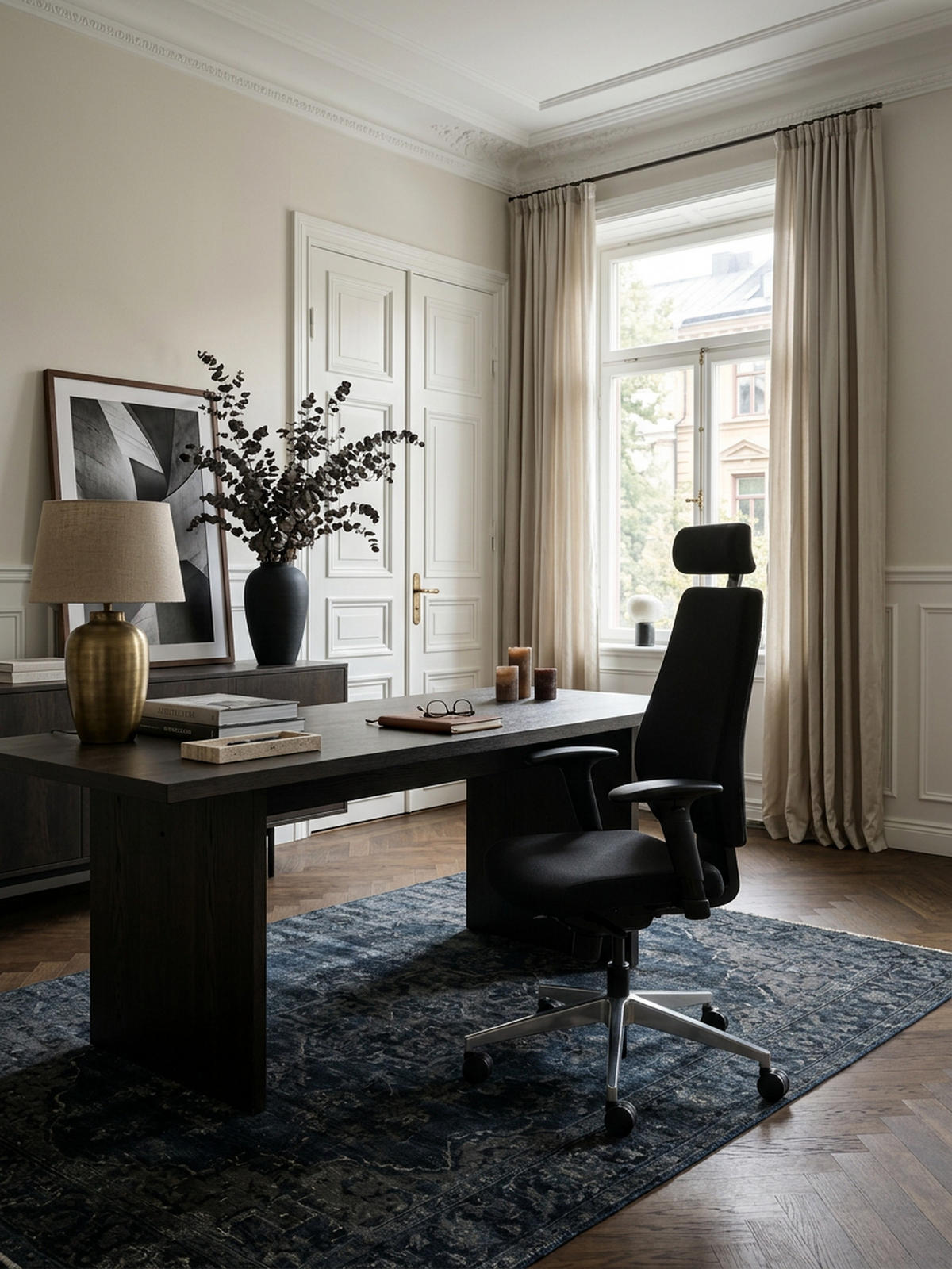 BÜROSTUHL Stoff mit verstellbarer Rückenlehne, Kopfstütze und Aluminiumfußkreuz KOMFORT PLUS - Silberfarben/Schwarz, Textil/Metall (70/141/60cm) - KADIMA DESIGN