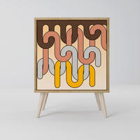 SIDEBOARD COLORFUL STRINGS, Eichefarben, 57,5x42x77,5 cm, Schräge Buchenholzfüße - Eichefarben/Buchefarben, Holzwerkstoff/Buchenholz (57.5/77.5/42cm) - SpaceRebels