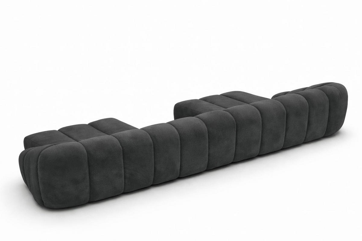 ECKSOFA Modulare U-Form, Veloursstoff Bluvel, Schwarz, CROISSANT U - Schwarz, Holz (413/72/190cm) - Kaiser Möbel
