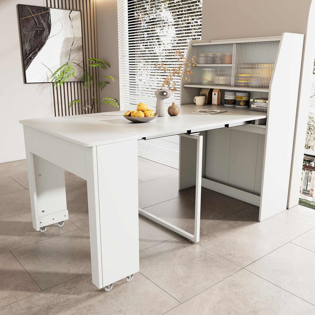 AUSZIEHTISCH Weiß 52-132.5/80/76 cm - Weiß, Holz (80/52/76cm) - PANGIVO