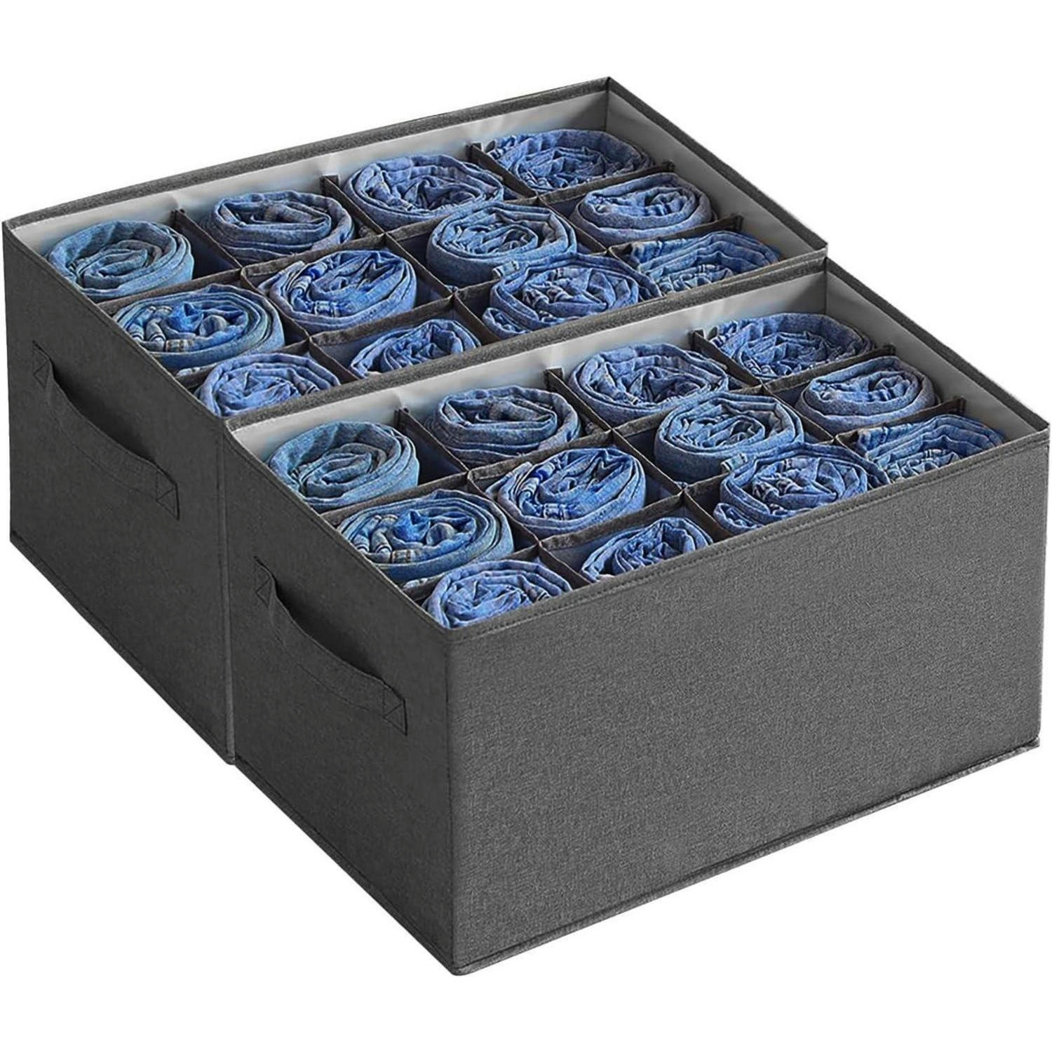 KLEIDERSCHRANK Organizer 2-teiliges Set 12 Zellen Grau - Grau, Textil (26/44/8cm)