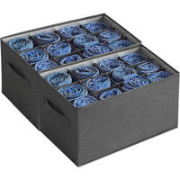 KLEIDERSCHRANK Organizer 2-teiliges Set 12 Zellen Grau - Grau, Textil (26/44/8cm)