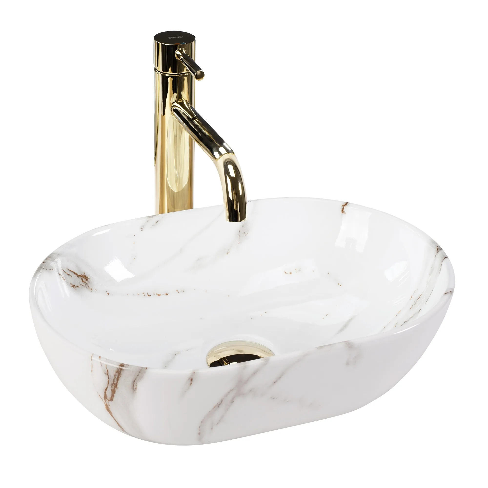 AUFSATZWASCHBECKEN Rea Amelia Mini Aiax Shiny - Weiß, Keramik (26/12/38cm) - REA