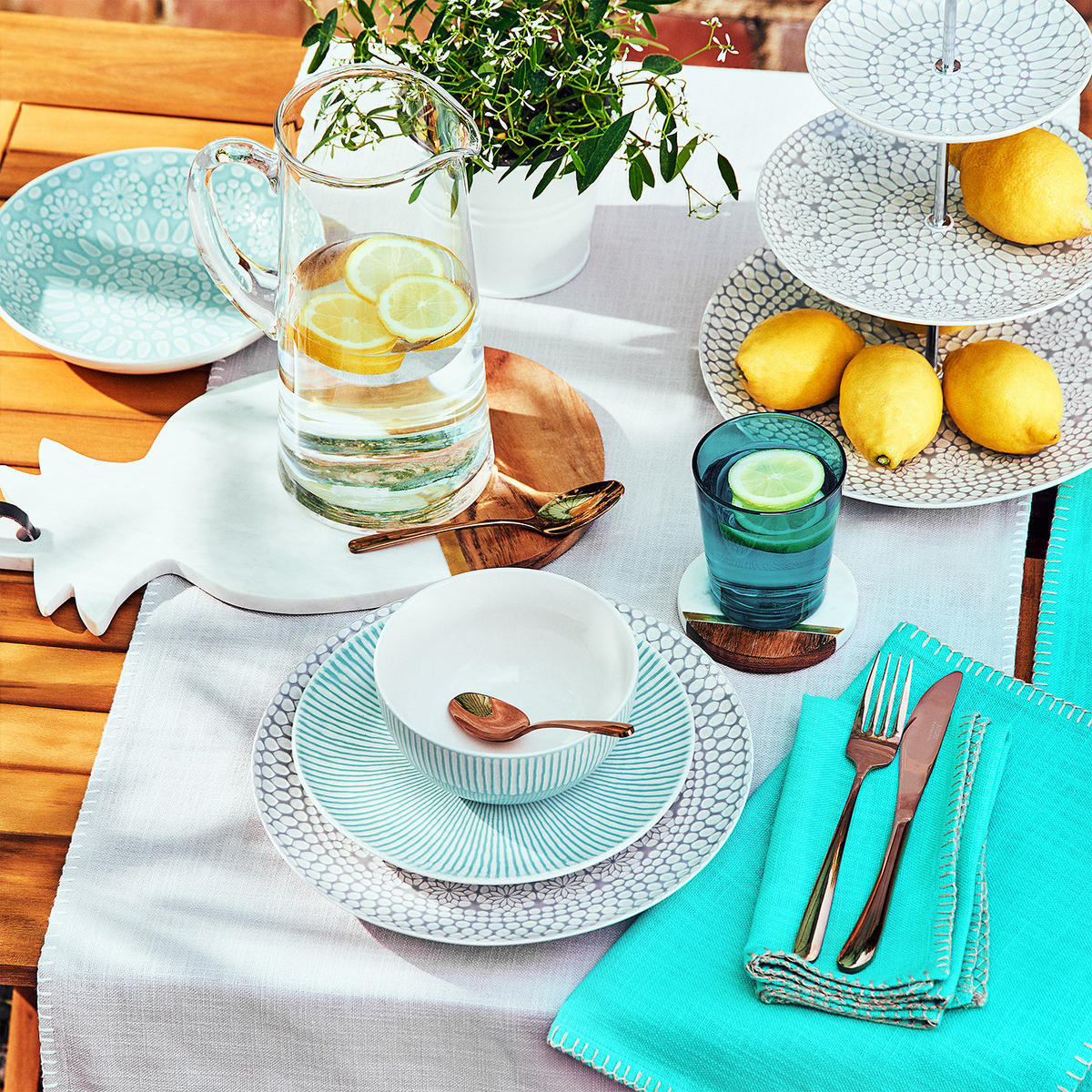 PLATZSET Finca - Grau, Textil (35/47cm) - BUTLERS