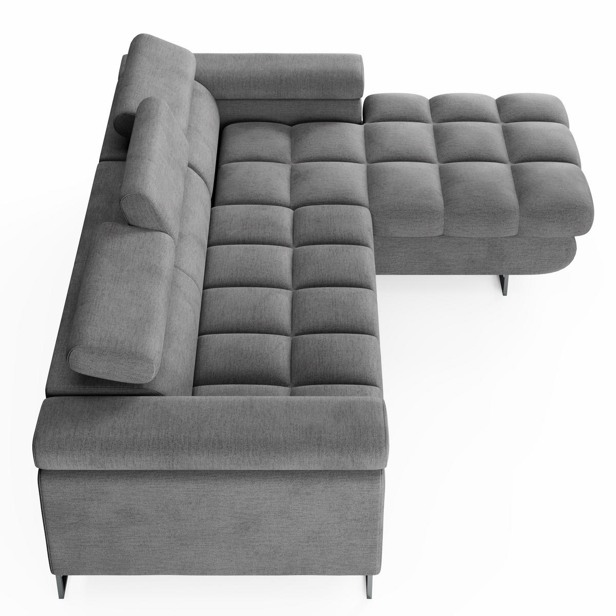 ECKSOFA CLOUD Rechts Hellrosa L-Form Velours-Stoff mit Schlaffunktion und Bettkasten - Chromfarben/Pink, Holz/Metall (175/235cm) - Barchello