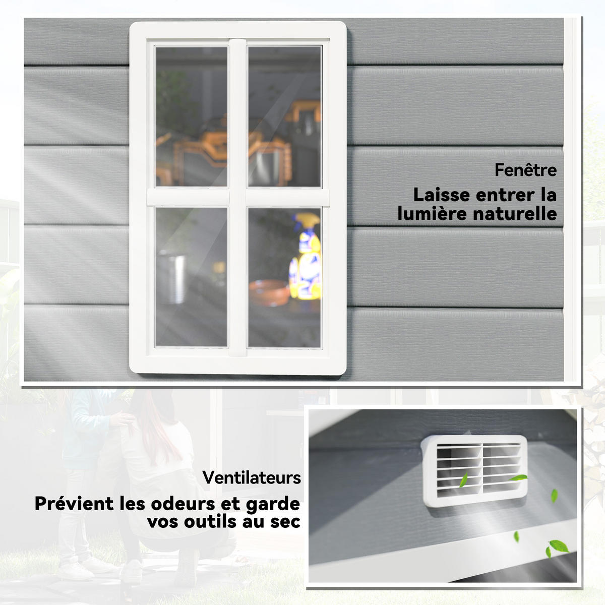 GERÄTEHAUS DE-16838 Polypropylen 2,12 m² mit Fenster Grau - Grau, Metall (134/210/183cm) - ComfortXL