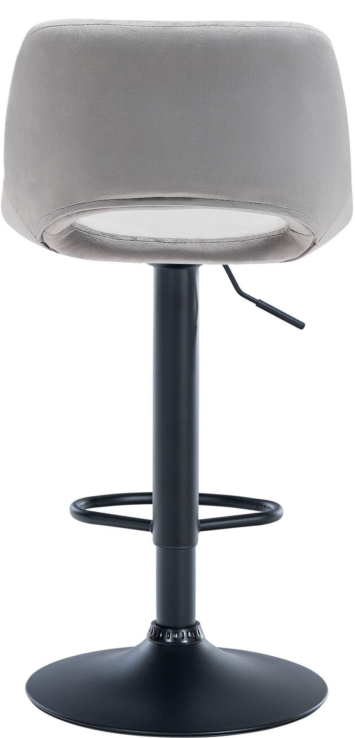 BARHOCKER JAKSON Hellgrau Samt Schwarz - Hellgrau, Textil/Metall (42/86/46cm) - DELUKE