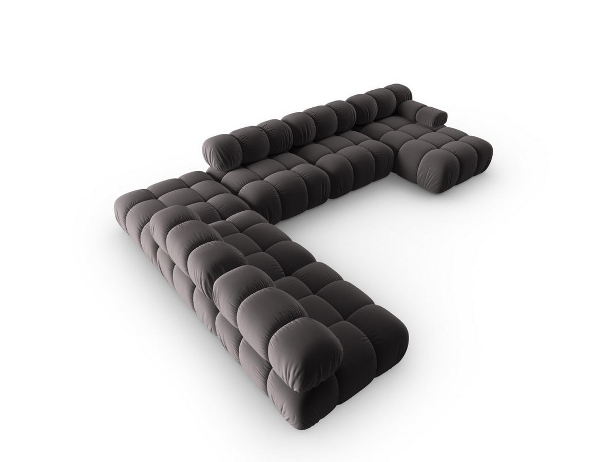 MODULARES-PANORAMASOFA links Bellis aus Samt dunkelgrau 7 Sitzplätze - Dunkelgrau, Textil (282/63/379cm) - Micadoni