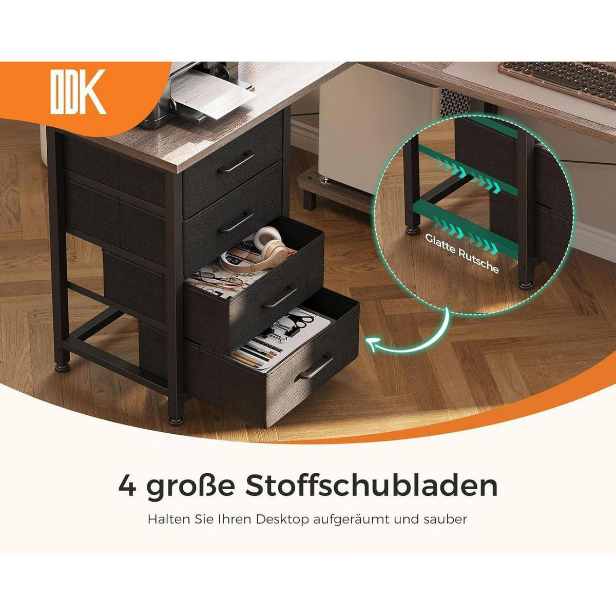 ECKSCHREIBTISCH mit Steckdose und USB-Anschluss 155 x 110 cm - Grau, Holzwerkstoff (110/155/76cm)