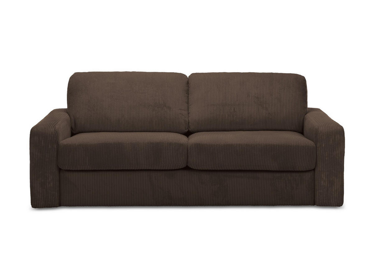 3-SITZER SOFA mit Schlaffunktion Cord Stoff Braun - Schwarz/Braun, Kunststoff/Textil (195/80/100cm) - Makamii