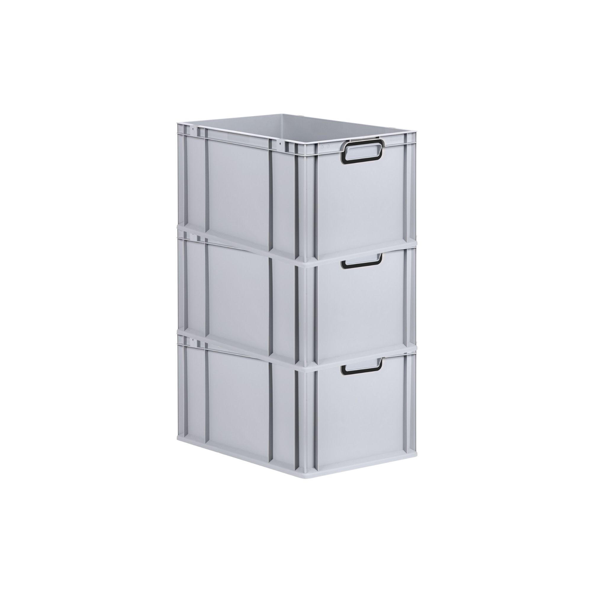 EUROBOX 3x NextGen Color 32x40x60 cm 65 Liter Griffe schwarz zu, Grau - Schwarz/Grau, Kunststoff (40/32/60cm) - PROREGAL