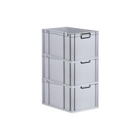 EUROBOX 3x NextGen Color 32x40x60 cm 65 Liter Griffe schwarz zu, Grau - Schwarz/Grau, Kunststoff (40/32/60cm) - PROREGAL