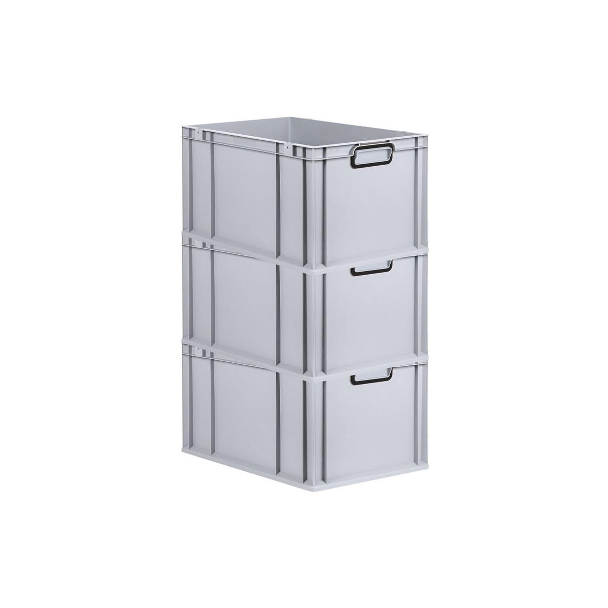 EUROBOX 3x NextGen Color 32x40x60 cm 65 Liter Griffe schwarz zu, Grau - Schwarz/Grau, Kunststoff (40/32/60cm) - PROREGAL