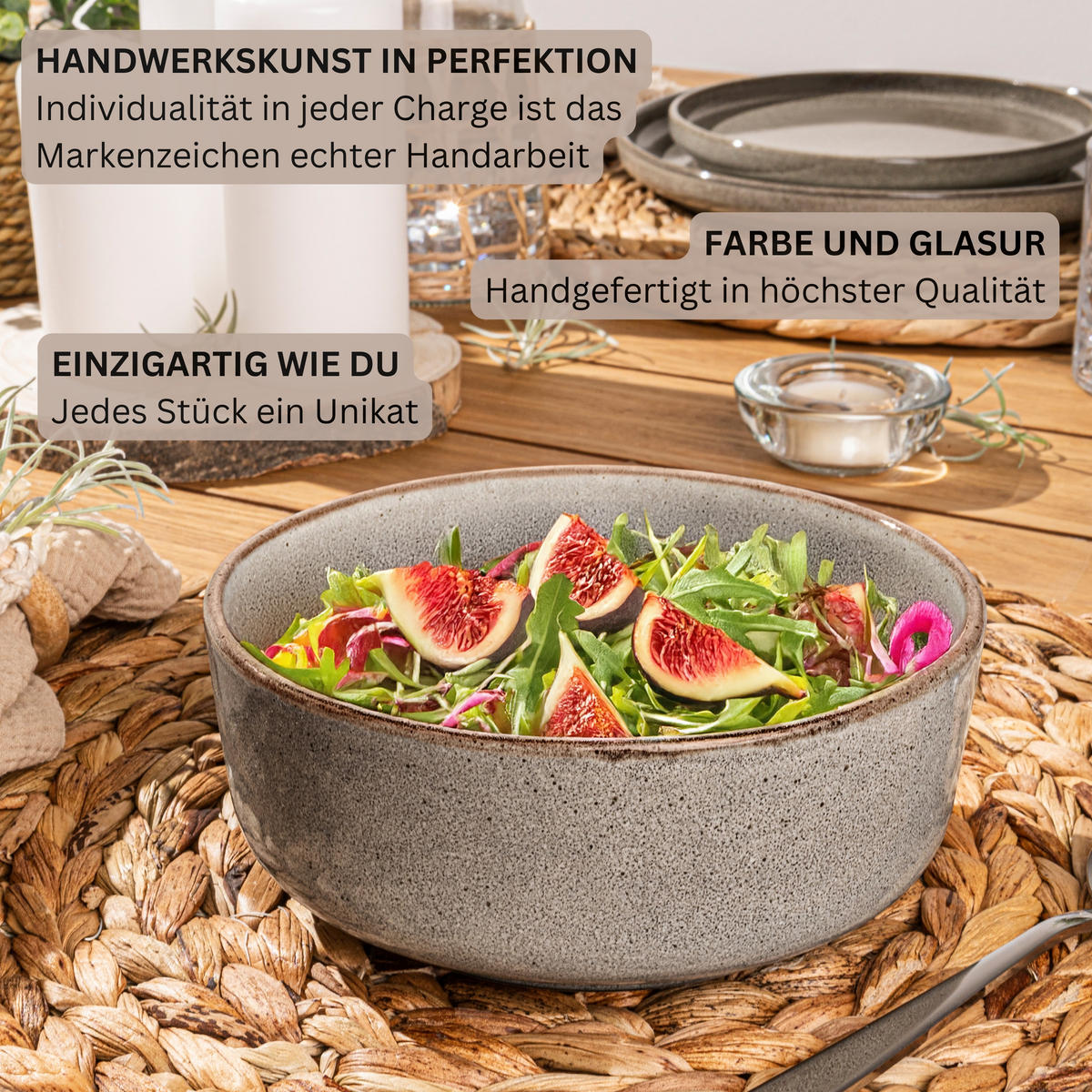 TAFELSERVICE KAIRO GRAPHIT - 18 teilig aus Steingut - Braun, Keramik (40/50/40cm) - Sänger