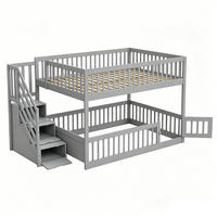 ETAGENBETT 140/200 cm DE-32551 mit Sicherheitstreppe und Spielbereich Grau - Grau, Holz (140/200cm) - ComfortXL