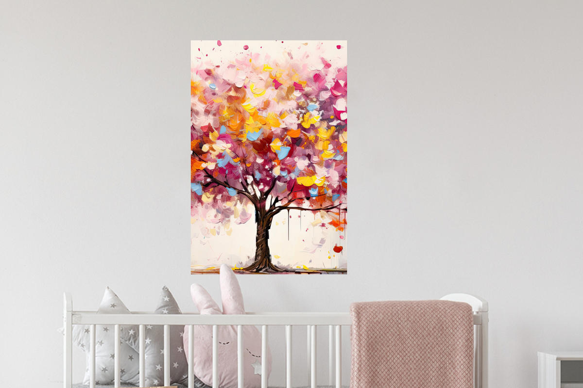 WANDTATTOO Aquarell - Baum - Kunst - Abstrakt 40x60 cm - Multicolor, Kunststoff (40/60/0.1cm) - MuchoWow