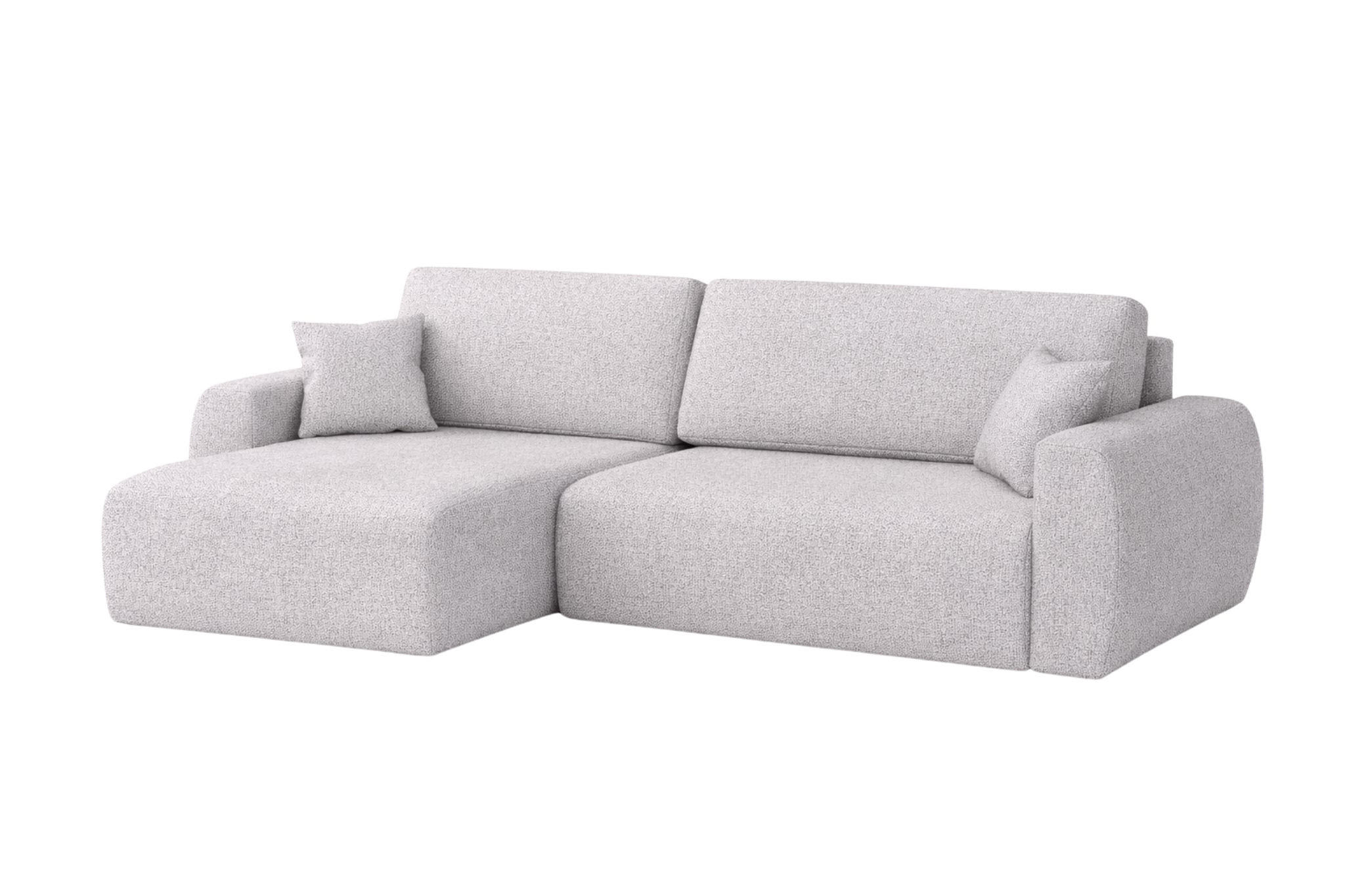 ECKSOFA Mit Schlaffunktion Ariel L, Chenille, Stoff Artico, Cement, Links - Hellgrau, Holz (250/142cm) - Kaiser Möbel