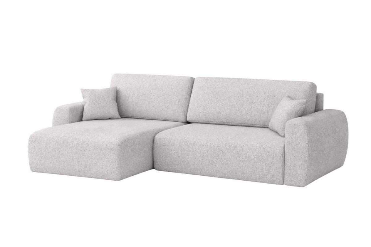 ECKSOFA Mit Schlaffunktion Ariel L, Chenille, Stoff Artico, Cement, Links - Hellgrau, Holz (250/142cm) - Kaiser Möbel