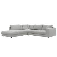 ECKSOFA mit Ottomane - Hellgrau/Schwarz, Holz/Kunststoff (267/254cm) - home24