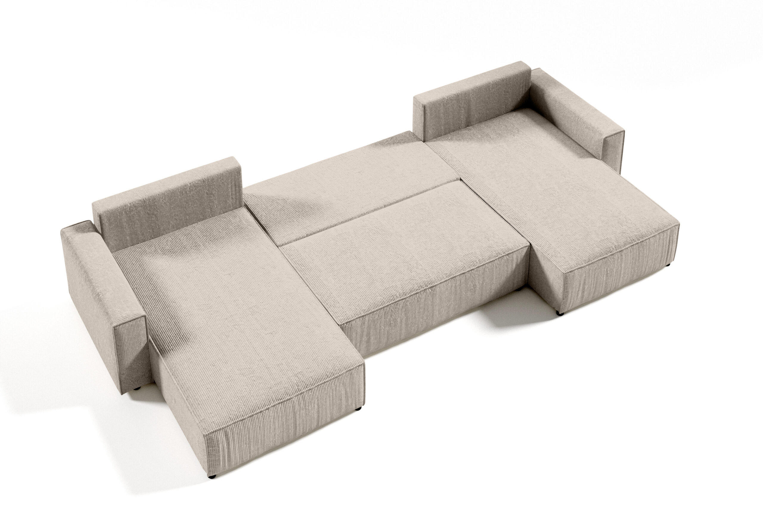 WOHNLANDSCHAFT Sekwana U Beige - Beige, Naturmaterialien (185/70/398cm) - Fedve