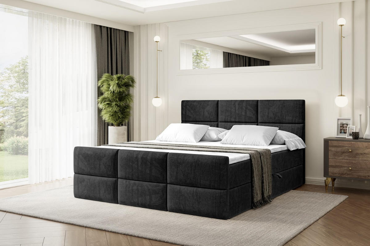 AMERICKÁ postel OHIO-Z – 200 x 200 cm – H4 – černá - černá, kompozitní dřevo (200/200cm) - ALTDECOR