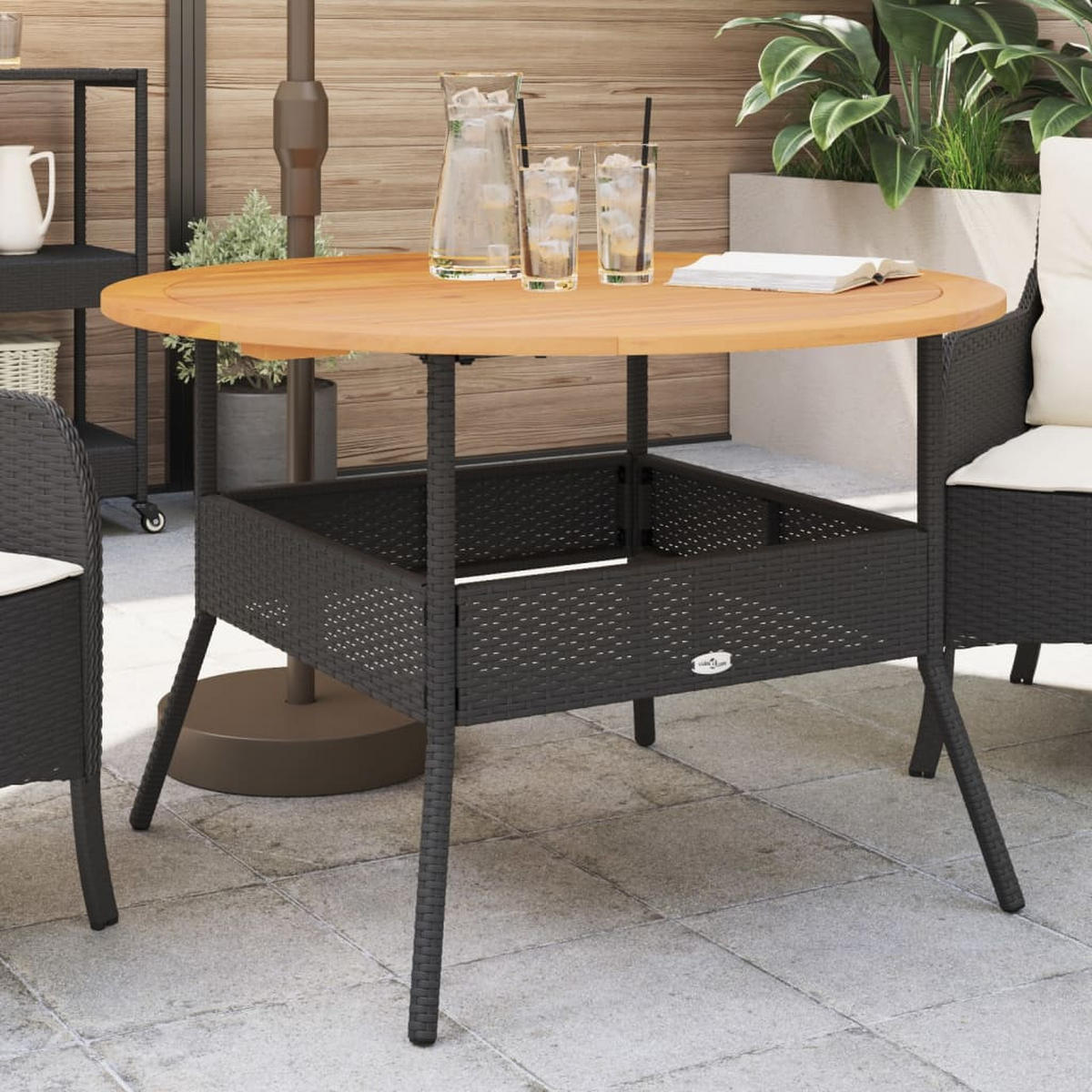 GARTENTISCH Finnsw 2/71/110 cm - Schwarz, Naturmaterialien (110/2/71cm) - ZMH